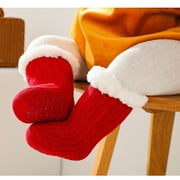 Baby Winter Socks Non Slip, Soft Thickened Floor Baby Non-slip Dispensing Baby Warm Toddler Shoes Thermal Plush Socks Christmas Gift Party Holiday Deals 2024